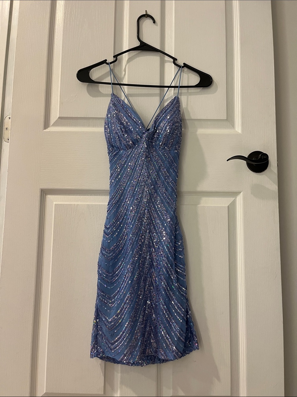 Windsor Periwinkle Beaded Sequin Slip Mini Dress